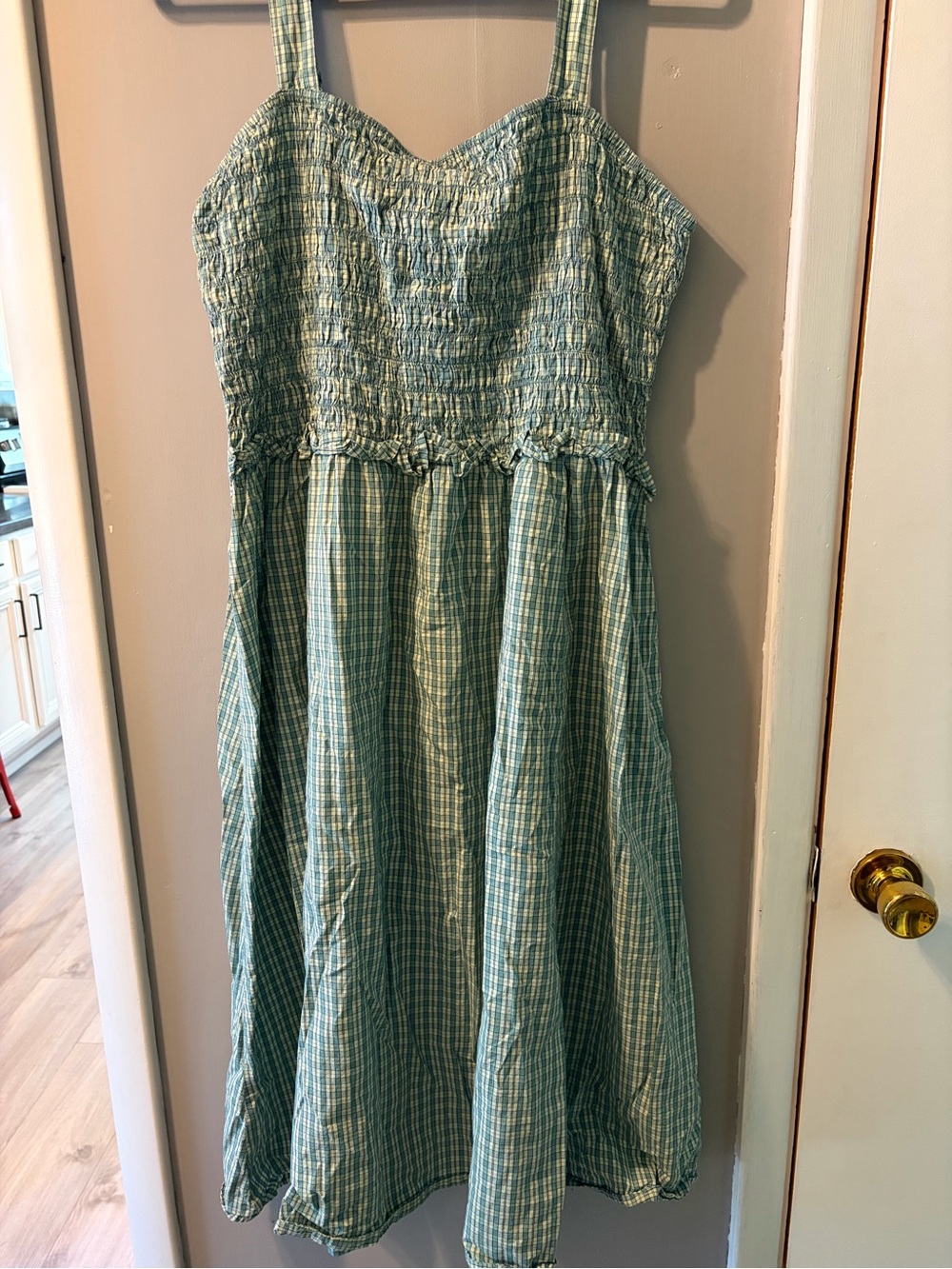 Old Navy Green Plaid Smocked Sundress